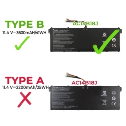 Batteria per laptop per ACER ASPIRE V3-371 AC14B13J AC14B18J AC14B18K 11,4 V 3600 MAH