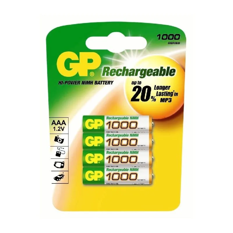 Pack 4 wieder aufladbare batterien AAA 1000mAh