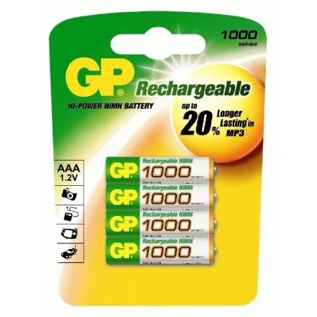 Pack 4 wieder aufladbare batterien AAA 1000mAh