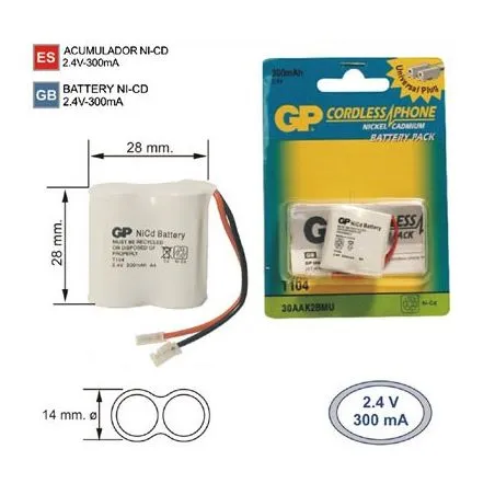 Akku schnurloses Telefon T104 2.4 V 300mAh