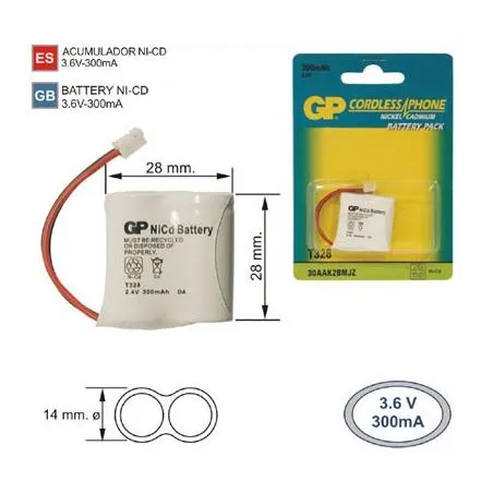 Akku schnurloses Telefon T328 2.4 V 300mah