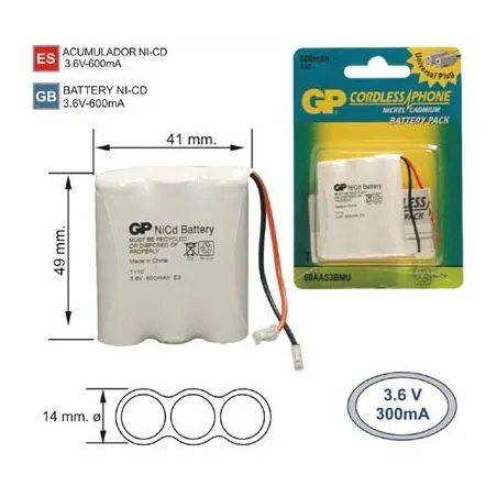 Akku schnurloses Telefon T 110 3.6 V 600mAh