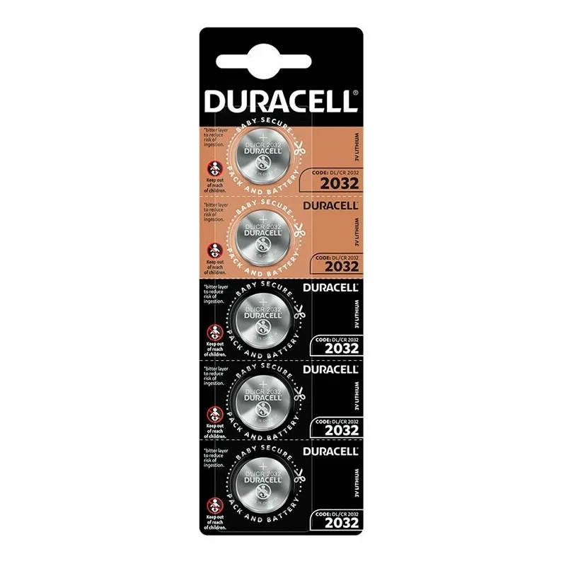 Duracell 2032 Lithium-Knopfzellen (5 Stück)