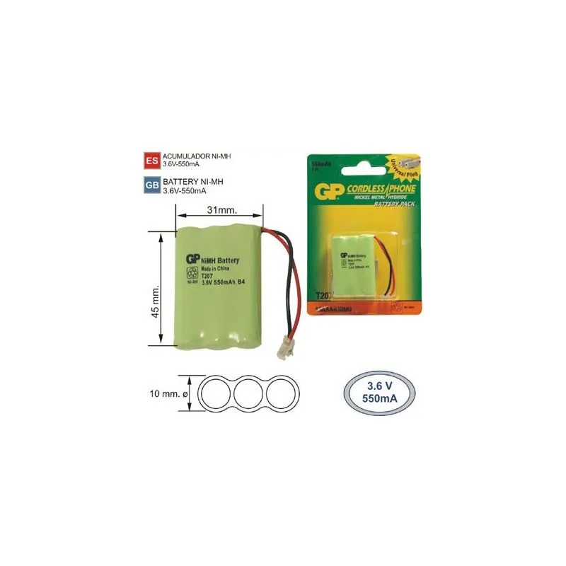 Batteria del Telefono cordless T207 3.6 V 550mAh