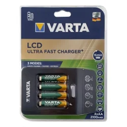 Varta LCD Ultraschnellladegerät für AA, AAA Ni-Mh Akkus mit 4 AA...