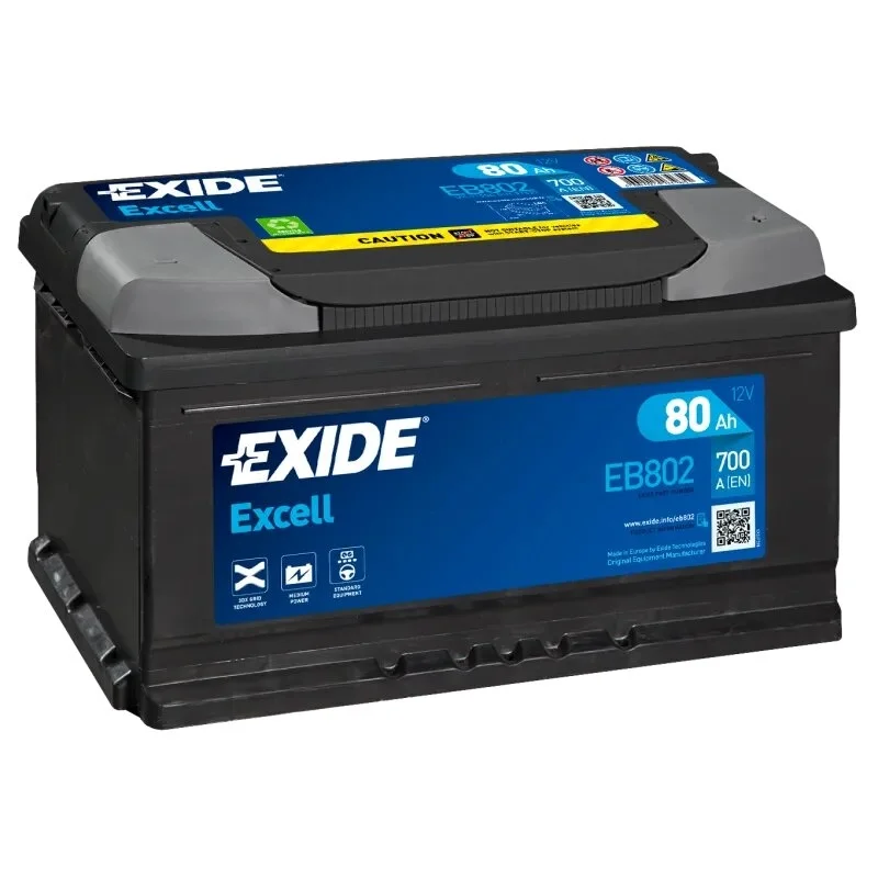 Batería Exide Excell EB802 80Ah