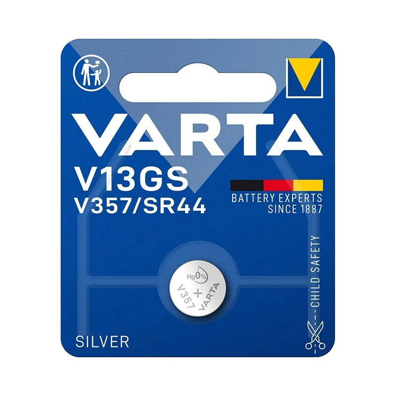 Batterie a Bottone Ossido d'Argento Varta V13GS V357 SR44 (1 Unità)