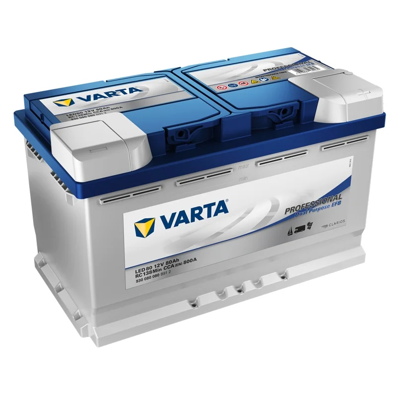 Varta Batterie LED80 80Ah Professional Dual Purpose EFB