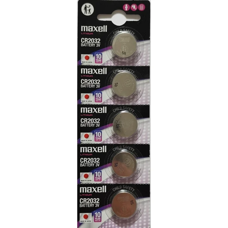 Maxell CR2032 Lithium-Knopfzellen (5 Stück)