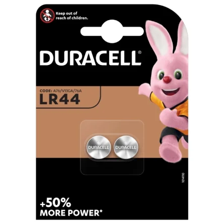 Pilas de Botón Alcalinas Duracell LR44 (2 Unidades)