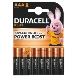 Pilas Alcalinas Duracell AAA LR03 MN2400 Plus Power (8 Unidades)