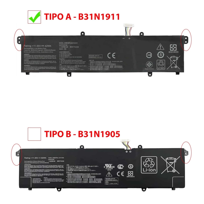 Batteria del computer portatile per ASUS VIVOBOOK FLIP TP470EA TP470EZ X421DA C31N1911 B31N1911
