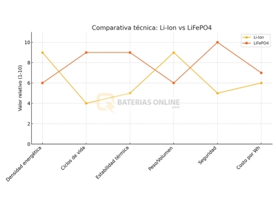 ¿Cuándo usar baterías Li-Ion o LiFePO4? Comparativa completa de tecnologías